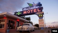 The Blue Swallow motel in Tucumcari, New Mexico is famous for its beautiful sign.