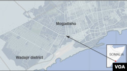Letak ibukota Mogadishu, Somalia.