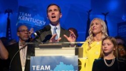 Dosadašnji sekretar za pravosuđe Kentuckyja Andy Beshear proglasio je pobjedu na izborima za guvenera u tradicionalno republikanskoj državi, 5. novembra 2019.