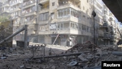 敘利亞政府軍和反政府軍在阿勒頗市中心激戰後的境況
