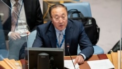 Zhang Jun, permanent representative of China to the United Nations, speaks during a meeting of the United Nations Security Council, Sept. 23, 2021.