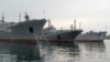 Russia's Large Landing Ship "Azov" (C) is pictured moored at the home base of Russia's Black Sea Fleet in the Crimean port of Sevastopol Feb. 24, 2014.