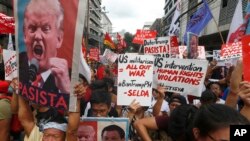 菲律宾示威者2017年11月11日抗议川普即将到访 
