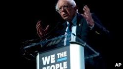Independent presidential candidate Sen. Bernie Sanders, I-Vt., speaks during the We the People Membership Summit, featuring the 2020 Democratic presidential candidates, at the Warner Theater, in Washington, Monday, April 1, 2019. 