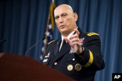 Outgoing Army Chief of Staff Gen. Ray Odierno speaks during his final news briefing at the Pentagon, Aug. 12, 2015.