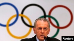 国际奥委会主席罗格2013年9月4日在阿根廷的布宜诺斯艾利斯发表谈话。