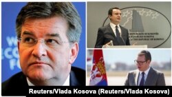 Combo photograph, Miroslav Lajcak, Albin Kurti and Aleksadnar Vucic