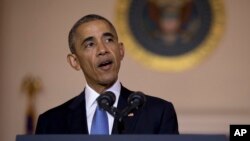 FILE - President Barack Obama speak at the White House in Washington, May 13, 2016. 