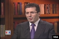 FILE - Fatmir Mediu, chairman of the Republican Party of Albania and former defense minister, speaks to VOA in 2013.