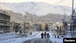 A view shows snow covered the Syrian capital Damascus, January 10, 2013.