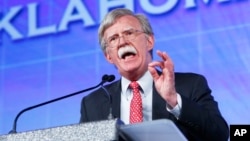 FILE - Former United Nations Ambassador John Bolton speaks at the Southern Republican Leadership Conference in Oklahoma City, May 22, 2015. 
