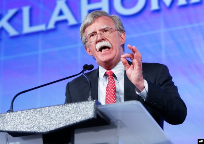 FILE - Former U.N. Ambassador John Bolton speaks at the Southern Republican Leadership Conference in Oklahoma City, May 22, 2015.