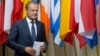 European Council President Donald Tusk prepares to address a news conference at the EU Council building in Brussels, June 24, 2016. 