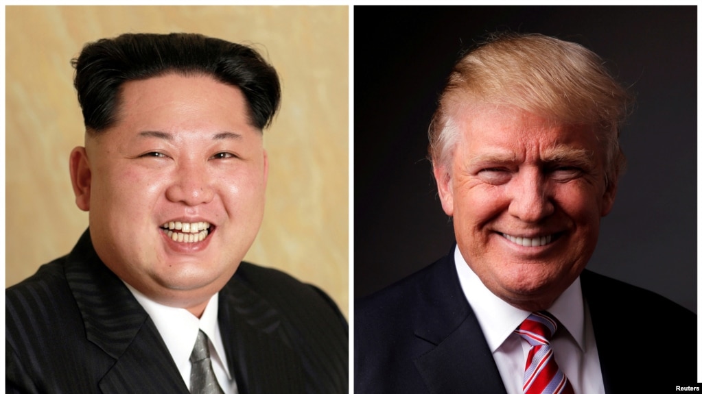 Tổng thống Hoa Kỳ Donald Trump (bên phải), và Lãnh tụ Bắc Triều Tiên Kim Jong Un.