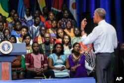 FILE - President Barack Obama addresses a Young African Leaders Initiative gathering in Washington, Aug. 3, 2016.