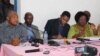 Des leaders de l'opposition en conférence de presse à Lomé, Togo, 16 août 2018. (VOA/Kayi Lawson)