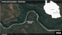 Map of Stiegler's Gorge, Tanzania