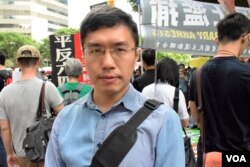 香港民主黨中委區諾軒。(美國之音湯惠芸)