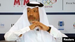 Mohamed Bin Hammam, president of the Asian Football Confederation (AFC), attends a news conference at the Sports Congress and Exhibition at Aspire Dome in Doha Nov. 17, 2010.