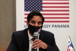 U.S. Deputy National Security Advisor Daleep Singh speaks during a news conference as the last stop on his three-country Latin America tour to promote a G7's infrastructure program aimed at countering China's Belt and Road initiative in Panama City, Panama, Sept. 30, 2021.