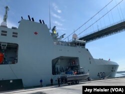 VOA reporter Jay Heisler is given a tour of the Harry DeWolf upon its delivery in 2020,