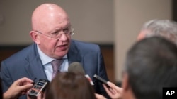 FILE - Russia's U.N. Ambassador Vassily Nebenzia, echoed one of his government’s ministers who said it is 'another unfriendly move by the United States.'