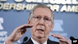 Senate Republican Minority Leader Sen. Mitch McConnell delivers remarks at the Heritage Foundation in Washington, 4 November 2010