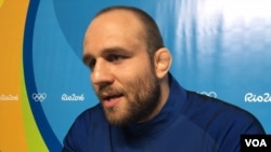 Tervel Dlagnev, a heavyweight freestyle Olympic wrestler on the U.S. team, and his family came from Bulgaria to the United States when he was just 3. (P. Brewer/VOA)
