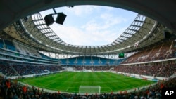 Một sân vận động diễn ra trận đấu ở World Cup 2018. Hàng trăm nghìn người nước ngoài dự kiến sẽ đổ tới Nga để xem các cầu thủ thi đấu.