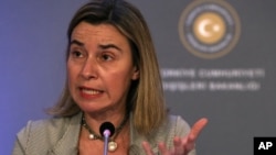 FILE - European Union foreign policy chief Federica Mogherini.
