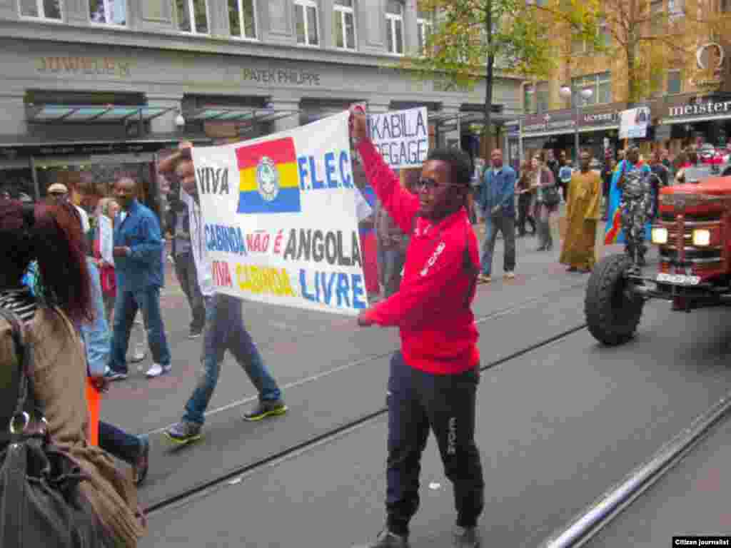 Maandamano ya kupigania uhuru wa Cabinda, kutokana na utawala wa Angola, maandamano yalifanyika&nbsp; mjini Zurich, Uswisi Oktoba 7 2012