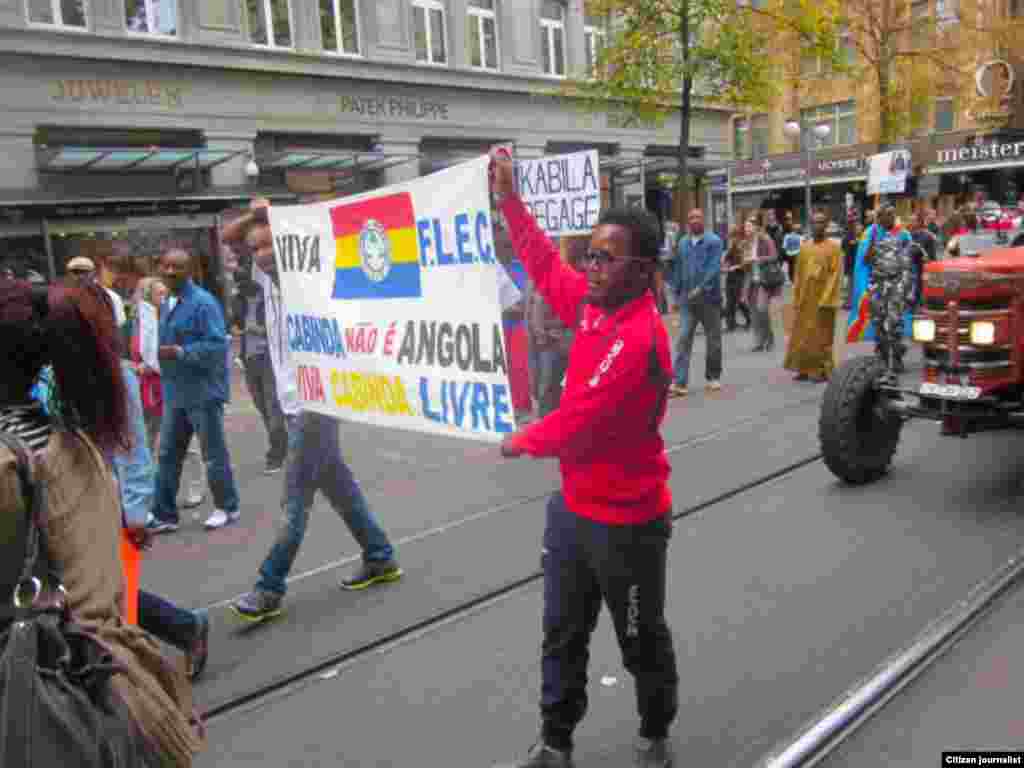 Maandamano ya kupigania uhuru wa Cabinda, kutokana na utawala wa Angola, maandamano yalifanyika mjini Zurich, Uswisi Oktoba 7 2012