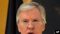 Ryan Crocker, the U.S. Ambassador to Afghanistan, speaks to journalists in Kabul, Afghanistan, September 22, 2011.