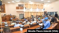 Une vue du parlement lors de la plénière avant le vote de la loi sur l'avortement, le 25 octobre 2021, à Cotonou. 