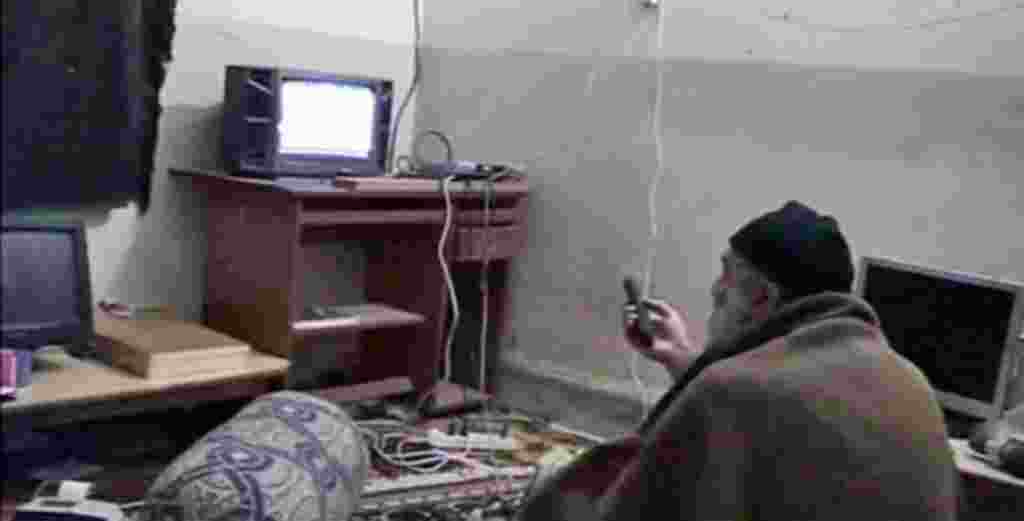Osama bin Laden is shown watching himself on television in this video image released by the U.S. Pentagon, May 7, 2011