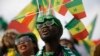 Senegal&#39;s supporters chant before the soccer match between Malawi and Senegal; Cameroon, Jan. 18, 2022.