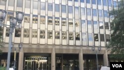 The Arlington Immigration Court building in Arlington, Virginia. The courtrooms inside are plain, and cases are dispatched quickly, each one settled in five to 10 minutes. (A. Barros/VOA)