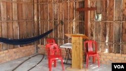 A place of worship to her Christianity faith can be found inside Im Chaem's house, in Anlong Veng district, Oddar Meanchey province, Cambodia, April 4, 2018. (Photo: Sun Narin/VOA Khmer)