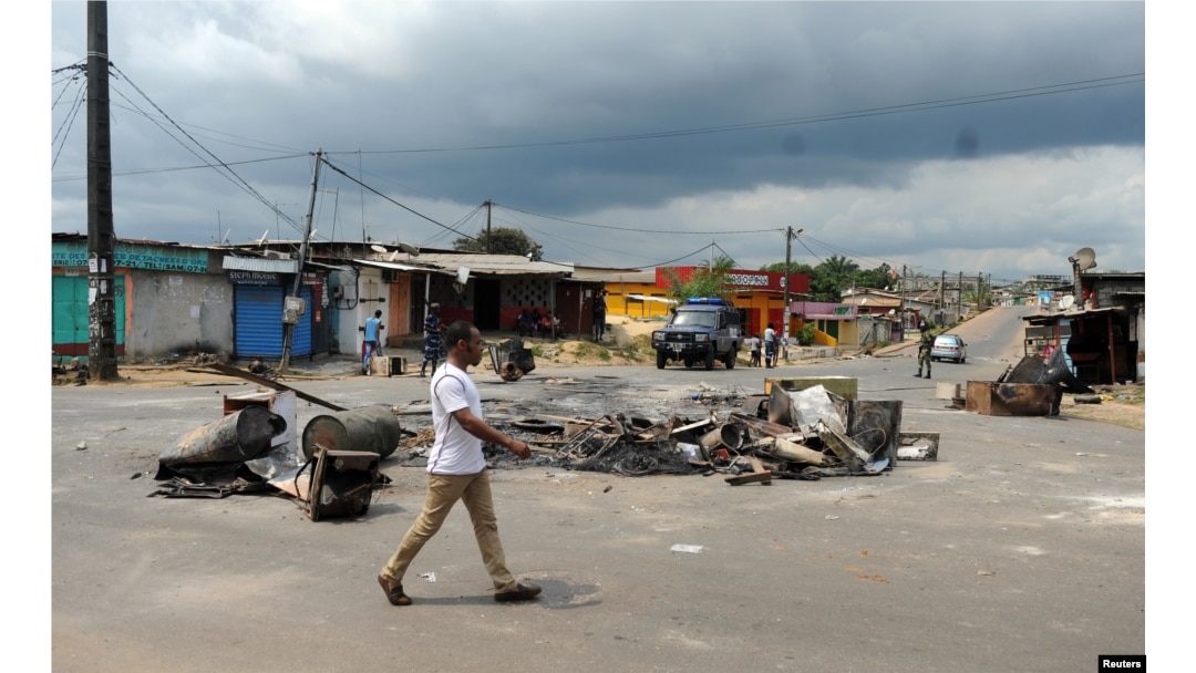 The streets of Libreville, Gabon, calmed down Friday but barricades remain following two days of deadly protest over presidential election results. Soldiers were deployed Friday.