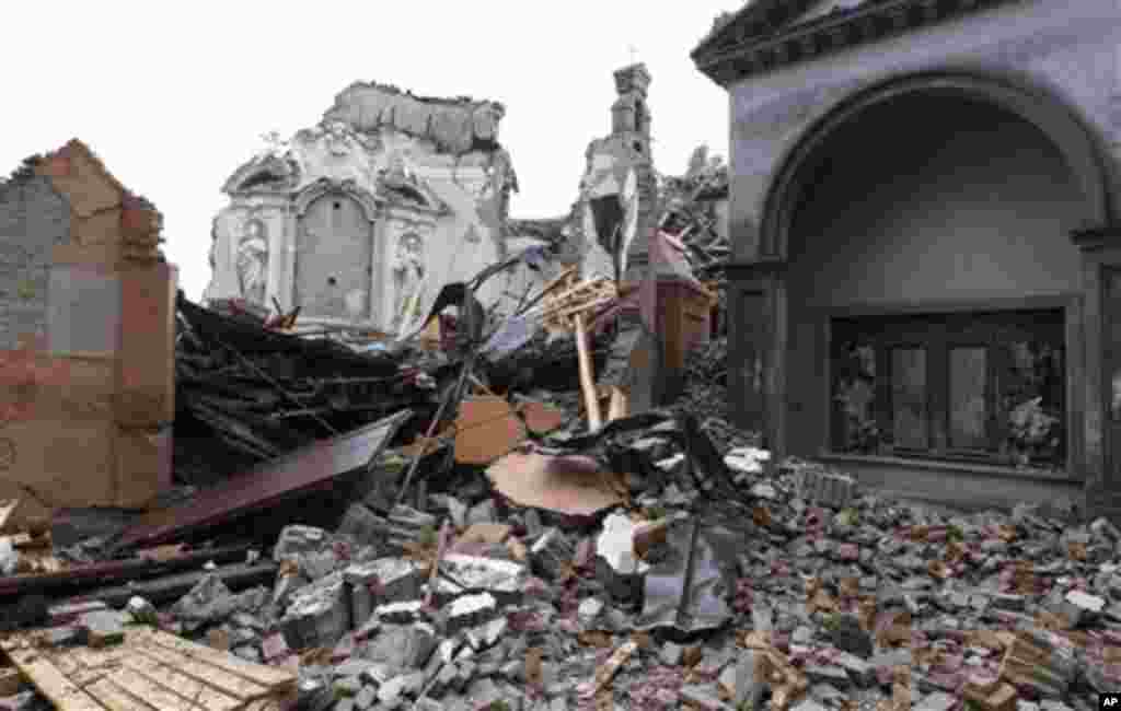 Remnants of San Carlo old church, San Carlo, northern Italy, May 21, 2012.