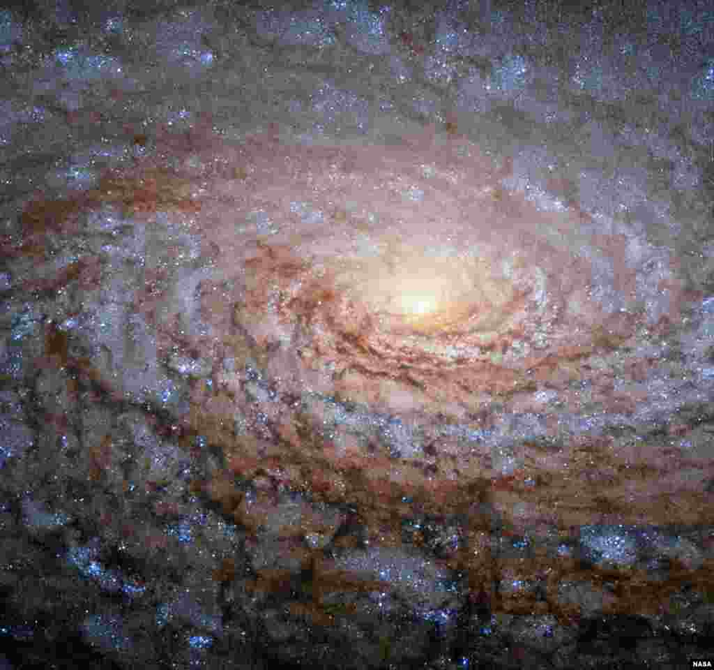 The galaxy Messier 63 - nicknamed the Sunflower Galaxy - is seen in an undated image from the NASA/ESA Hubble Space Telescope released Friday. Discovered by Pierre Mechain in 1779, the galaxy is about 27 million light-years away and belongs to the M51 Group.