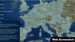 Карта с изображением европейских стран-участниц НАТО