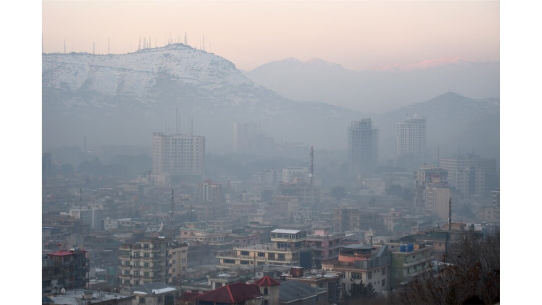 This photograph taken on January 17, 2019, shows a general view of residential areas amid heavy smog conditions in Afghanistan's capital Kabul.