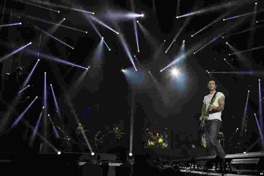 Adam Levine of Maroon 5 performs at the Rock in Rio music festival in Rio de Janeiro, Brazil.