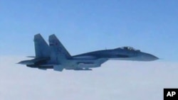 러시아 공군의 수호이 SU-27 전투기 (자료사진)