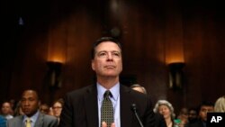 FBI Director James Comey prepares to testify on Capitol Hill in Washington, May 3, 2017, before the Senate Judiciary Committee hearing: "Oversight of the Federal Bureau of Investigation." 