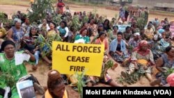 Women protest in Bamenda, Cameroon, in response to a Sept. 3, 2018, attack on the local Presbyterian School of Science and Technology, where six students were abducted.