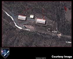 Two buildings, shown in the satellite image, may be used for missile assembly operations, according to Strategic Sentinel. (Strategic Sentinel)