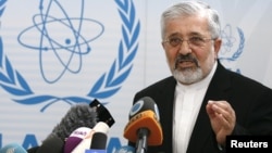 伊朗驻国际原子能机构大使苏尔坦尼在维也纳该机构总部记者会上讲话