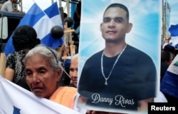 Grandmother of Danny Rivas, who died in recent protests against Nicaraguan President Daniel Ortega's government, takes part in a protest in Managua, Nicaragua, May 30, 2018, Mother's Day in Nicaragua.